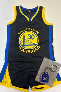 サイズLウォリアーズ カリ　子供バスケユニフォーム三点セット