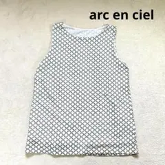 【arc en ciel】M-L ノースリーブシャツトップス 薄手　ホワイト