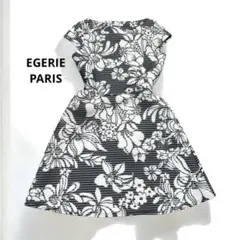 美品　EGERIE PARISエジェリ　フラワー×ボーダー　フレアワンピース　M