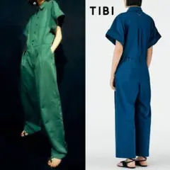 11万 TIBI コットン リネン オールインワン オーバーサイズ 6 紺