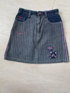 平成レトロ　エンジェルブルー ストライプデニムスカート 150