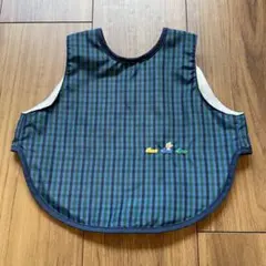 美品！ familiar ファミリア お食事エプロン スタイ チェック グリーン