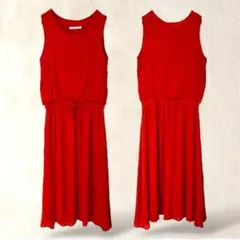 アンドサーチ　ノースリーブワンピース　M　ロング丈　レッド系　レーヨン100%