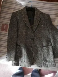 最終値下げ‼️グレー系 テーラードジャケット ツイード風　昭和レトロ