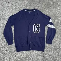90s old gap カーディガン　ニット　ウール　ナス紺　ネイビー
