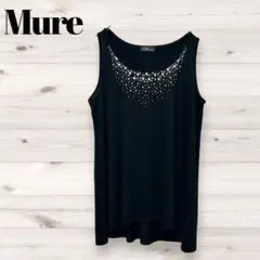 Mure ビジュー付きタンクトップ 3L ブラック 大きいサイズ