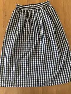 新品　タグ付き　GU タックフレアミディスカート　ギンガム　L