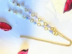 ちょうちょ形のパープルファルファーレビーズ　マスクチェーン・メガネチェーン