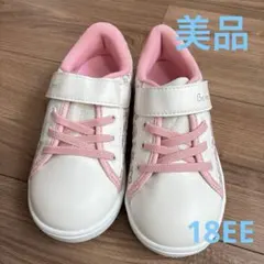 美品⭐︎ バイオフィッター　花柄 ホワイト ピンク スニーカー　18EEのサムネイル