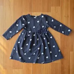 ハート柄 ワンピース ネイビー