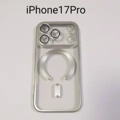 iPhone17Pro クリア×シルバーフレーム スマホケース　マグセーフ