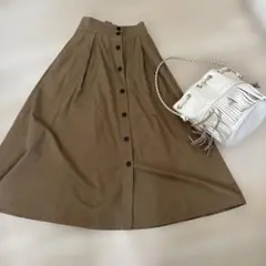 フロントボタン フレアスカート ベージュのサムネイル