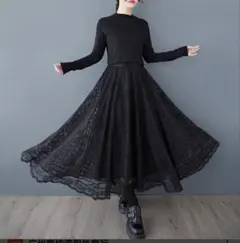 大きいサイズ ロング　スカート　レース　レディース 秋冬　春 新品　ゆったり