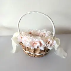 リングピロー 花 バスケット ピンク ホワイト
