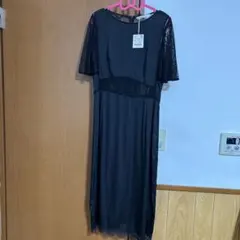 【新品未使用　タグ付き】ZARA レースシースルーワンピース　黒色　サイズL