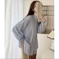 SENSE OF PLACE カラーコクーンスリーブシャツ ストライプ