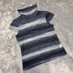 【セトゥ】（F）シアーニット ボーダー マルチカラー タートルネック カジュアル