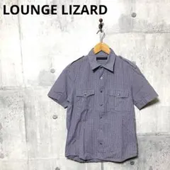LOUNGE LIZARD ラウンジリザード 半袖チェックシャツ 1 パープルのサムネイル