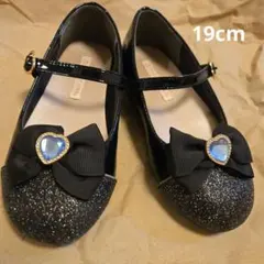 リボン付きグリッター19cmフォーマルシューズ