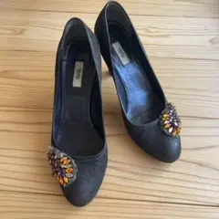 プラダ PRADA ビジュー付きパンプス 36.5 靴