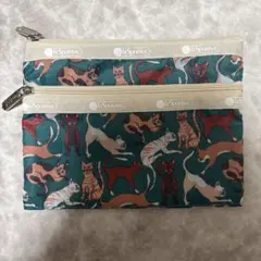 LeSportsac 猫柄ポーチ 2ポケット