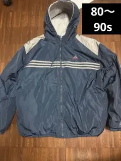 80~90年代アディダス リバーシブル　ロゴ パーカーパファージャケット　希少
