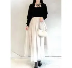 ボレロセットチュールニットワンピース黒　snidel