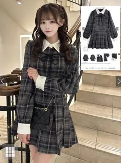 GRL チェック柄プリーツミニワンピース dk1587