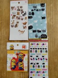 猫のシールとミニオンの付箋メモセット