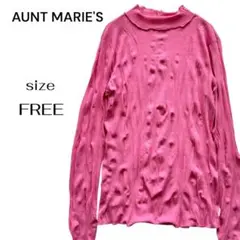 AUNT MARIE'S メロウ カットソー ピンク シアー ストレッチ フリー