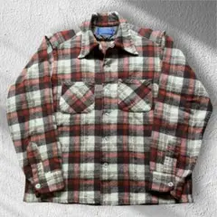 70s USA製 PENDLETON ボードシャツ M ブロックチェック ウール