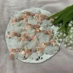 タイムセール✴︎巻きバラ付きリボンの二重レースの可愛いモチーフ✴︎