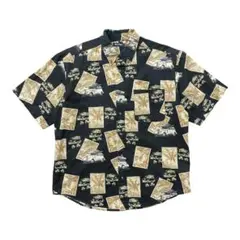 USA 古着 コットン BDシャツ アロハシャツ ハワイアンシャツ ヤシの木