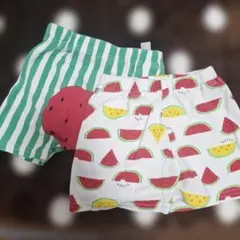 ベビーキッズ　スイカ柄　五分丈ショートパンツ　２点セット　80cm