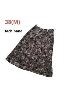 ✨美品✨TACHIBANA 茶色 スカート 花柄フレアスカート　М　膝下