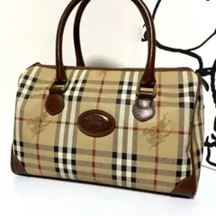 ☆美品☆バーバリー　ミニボストン ノバチェック PVC レザー シャドーホース