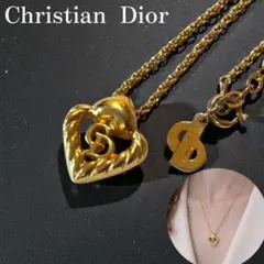 美品✨Christian Dior ネックレス　ロゴ　ゴールド　　ハート