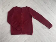 【最終価格】長袖　赤　カーディガン　バーガンディ　レース