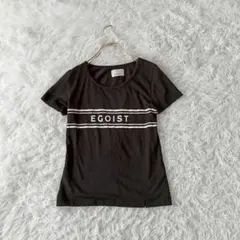 美品エゴイストEGOIST ロゴプリント 半袖Tシャツ ブラック Fサイズ