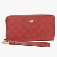 新品タグ付き❣️COACH コーチ 長財布 財布 シグネチャー柄 レッド