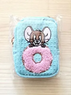 【新品未開封】『トムとジェリー 』サガラ刺繍ワッフルミニポーチ《ライトグリーン》