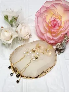 NO.43-1　２WAY大ぶりロングピアス(シャンパン)