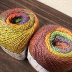ツートングラデーションウールヤーン2玉レインボーカラー