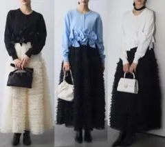 リボン付き長袖カーディガン（3色展開）