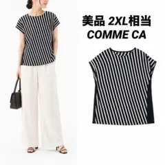 【美品】COMME CA 斜めストライプ柄半袖カットソー 2XL相当のサムネイル