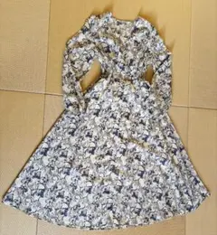 【FRAY I.D 】花柄ロングワンピース ウエストゴム 着痩せシルエット