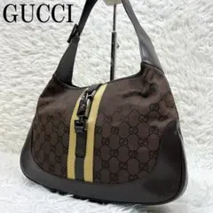 美品 グッチ ジャッキー ワンショルダーバッグ シェリーライン GGキャンバス