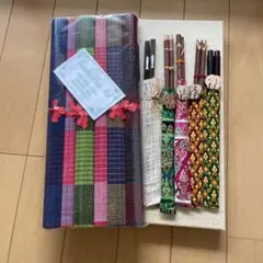 木製箸5膳、ランチョンマット5枚セット