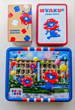 大阪万博 EXPO2025 ミャクミャクお菓子缶 空缶3点セットとシール