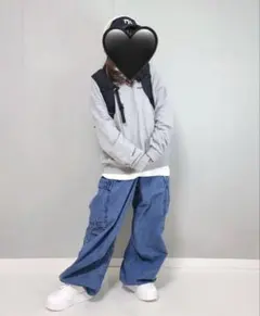 GU デニムスーパーワイドカーゴデニムパンツ